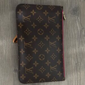 Louis Vuitton Monogram Canvas Zip-Around Wallet with Pink Trim